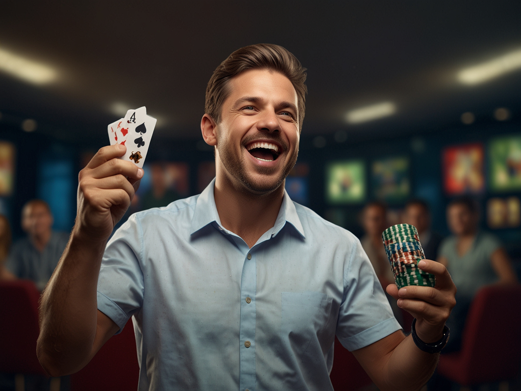 Happy winner celebrating a casino win